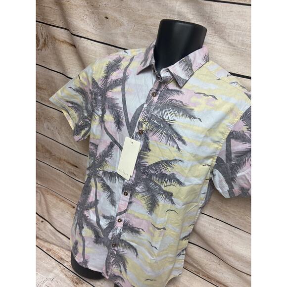 Zip Code Mens Hawaiian Shirt Size Large Short Sleeve Button Down New NWT Floral - Picture 7 of 11
